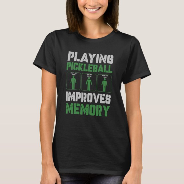 Camiseta Jogador de Pickleball Jogando Pickleball Melhora M (Frente)
