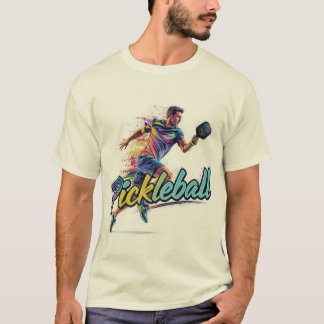 Camiseta Jogador de pickleball masculino em movimento