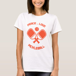 Camiseta Jogador de Pickleball Oferece Amor de Paz e Pickle
