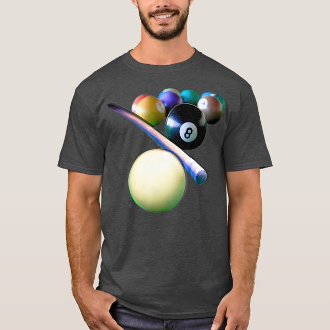 Camiseta Jogador de Piscina do Billiard Balls Cue Snooker (Frente)