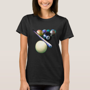 Camiseta Jogador de Piscina do Billiard Balls Cue Snooker