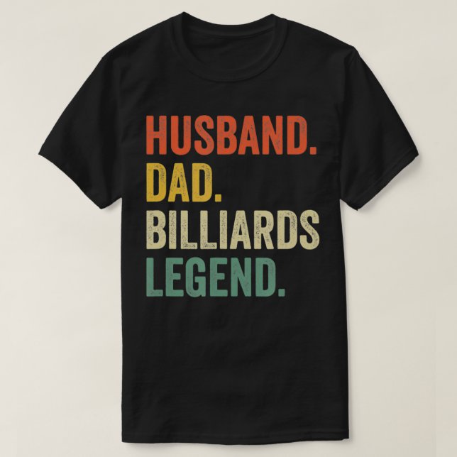 Camiseta Jogador de Piscina Engraçado Marido Pai Billiard L (Frente do Design)