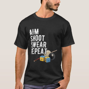 Camiseta Jogador De piscinas Aim Shoot Repita A Repetição D