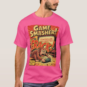 Camiseta Jogador de Raiva de Macaco Console de Cômico Retro