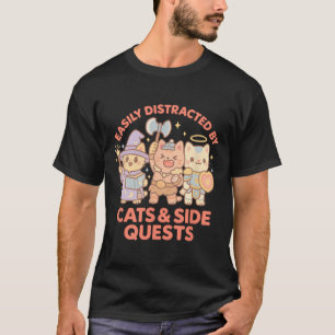 Camiseta Jogador De Rpg Gatos Nerds Missão Lateral Distraíd