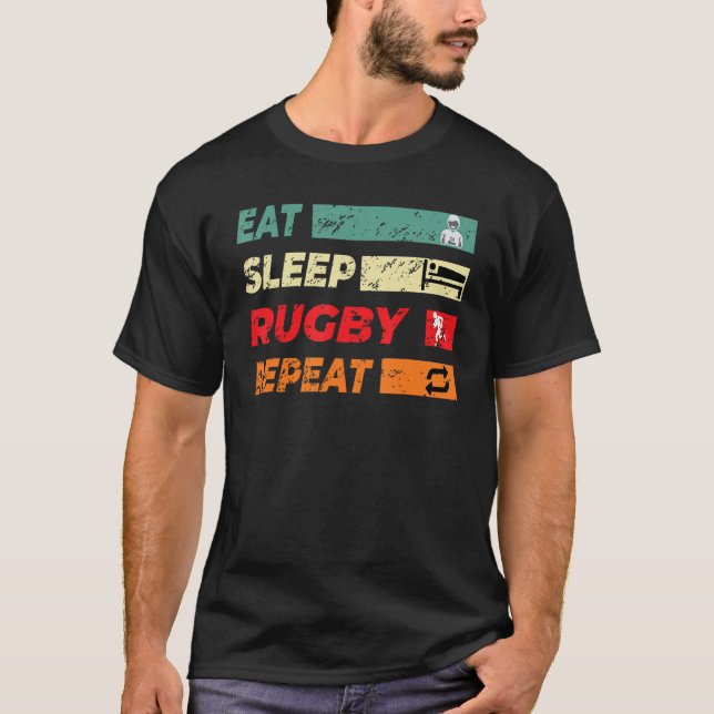 Camiseta Jogador De Rugby Esportivo Coma Sleep Rugby Repita (Frente)
