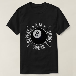 Camiseta Jogador de Sinuca Mire Atire Repita 8 Bolas Bilhar