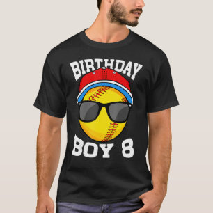 Camiseta Jogador de Softball Aniversário, 8 Anos, Crianças