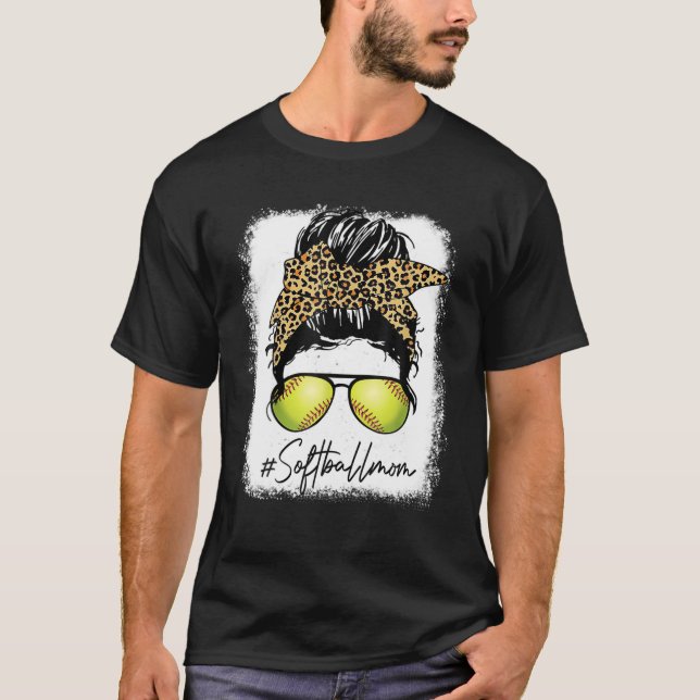 Camiseta Jogador de Softball Sangrento Mãe Vida Leopardo Me (Frente)