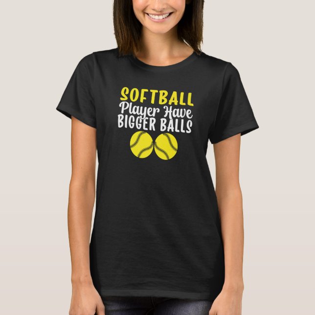 Camiseta Jogador de Softball tem bolas maiores engraçadas S (Frente)