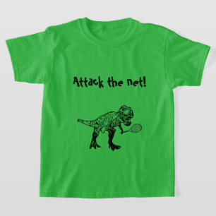 Camiseta Jogador de Tênis do Dinossauro T-Rex com Texto