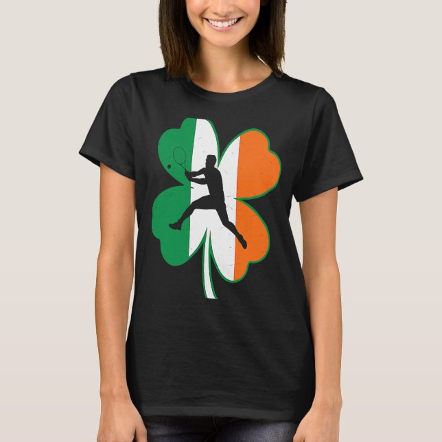 Camiseta Jogador de tênis Lucky Shamrock Ireland Flag Rua P (Frente)