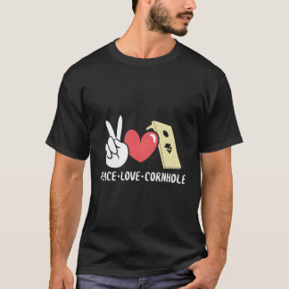 Camiseta Jogador de Toss do Conselho Cornhole Peace Love