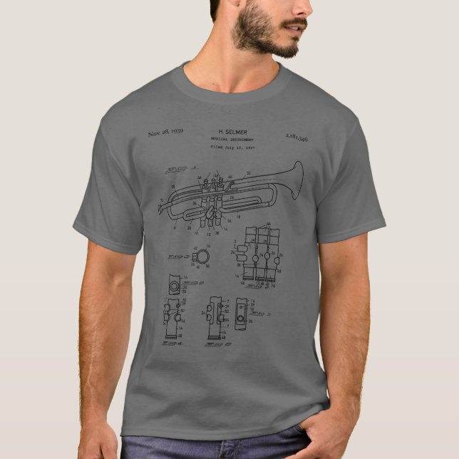 Camiseta Jogador de Trompete Blueprint Bluetoprint Jazz (Frente)
