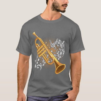 Camiseta Jogador de Trompete Notas Musicais Jazz Music Art