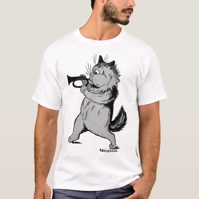 Camiseta Jogador de Trompete (Trompeter) Cat, Louis Wain (Frente)