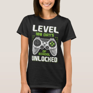 Camiseta Jogador De Vídeo 100º Dia De Nível Escolar 100 Dia