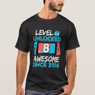Camiseta Jogador De Vídeo 2016 Desbloqueado Do 8º Nível 8