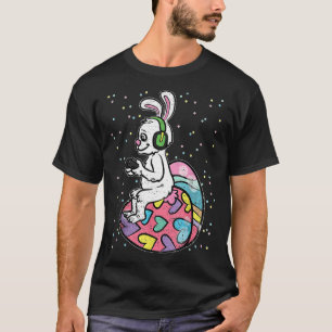 Camiseta Jogador De Vídeo De Coelho Da Páscoa Com Controle