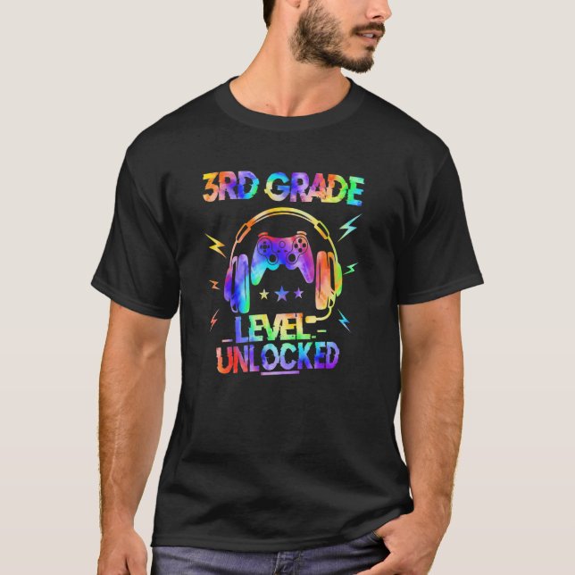 Camiseta Jogador de vídeo desbloqueado de nível 3º volta à  (Frente)