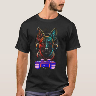 Camiseta Jogador de Video Game Cachorro Malinoi Belga Gamer