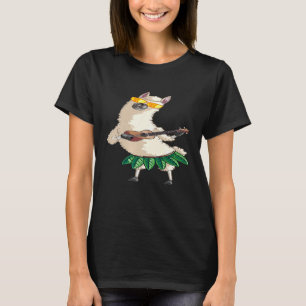 Camiseta Jogador de Violão Cute Llama Hawaii Ukulele Hawaii