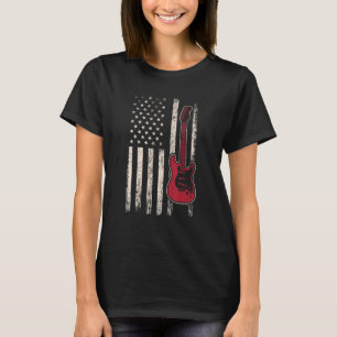 Camiseta Jogador de Violão Elétrico - Bandeira Americana