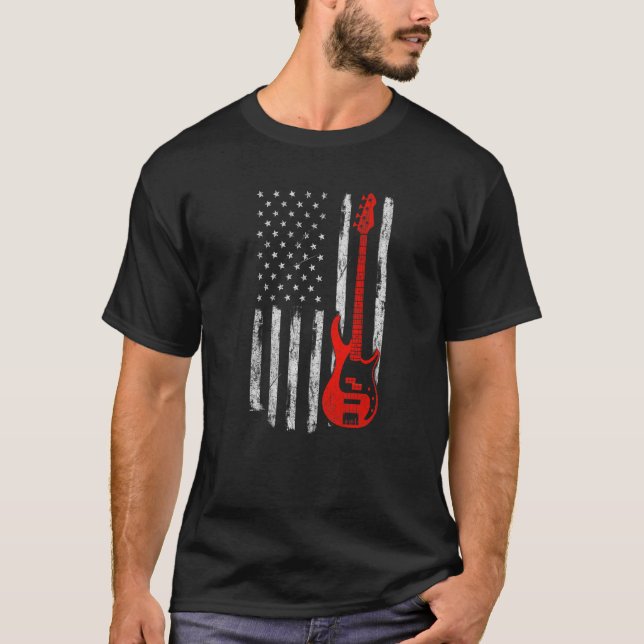Camiseta Jogador de Violão Musi do American Flag Bass (Frente)