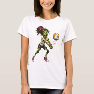 Camiseta Jogador de Volei Zumbi Halloween Spike Assustador