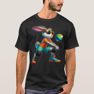 Camiseta Jogador De Voleibol De felz pascoa Bunny Esporte R