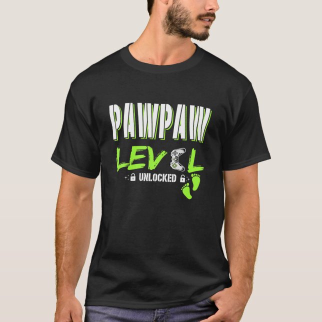 Camiseta Jogador Desbloqueado de Nível de Pawpaw de Jogos M (Frente)