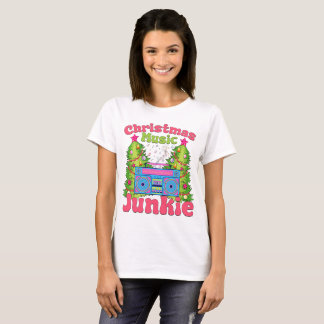 Camiseta Jogador do Cassete Retro da Música de Natal Junkie