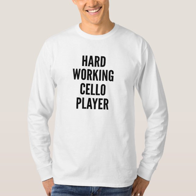 Camiseta Jogador do Cello de Trabalho do duro (Frente)
