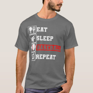 Camiseta Jogador Engraçado Coma Sleep Baseball Repete Ba