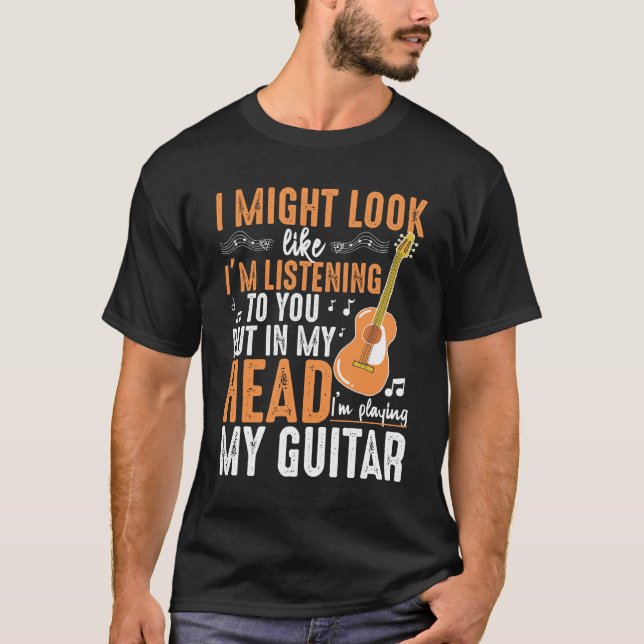 Camiseta Jogador Guitarrista Engraçado, Viciado em Violão (Frente)