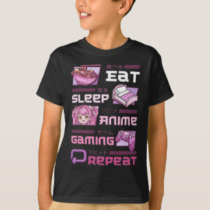 Camiseta Jogador Jogos de Vídeo Divertidos Anime Comer Dorm