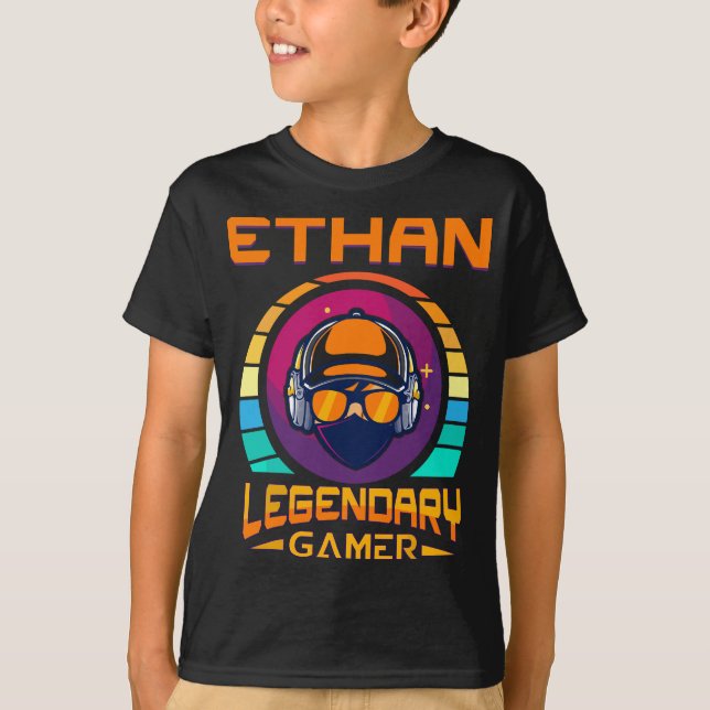 Camiseta Jogador Legendário Ethan - Presente de Nome Person (Frente)
