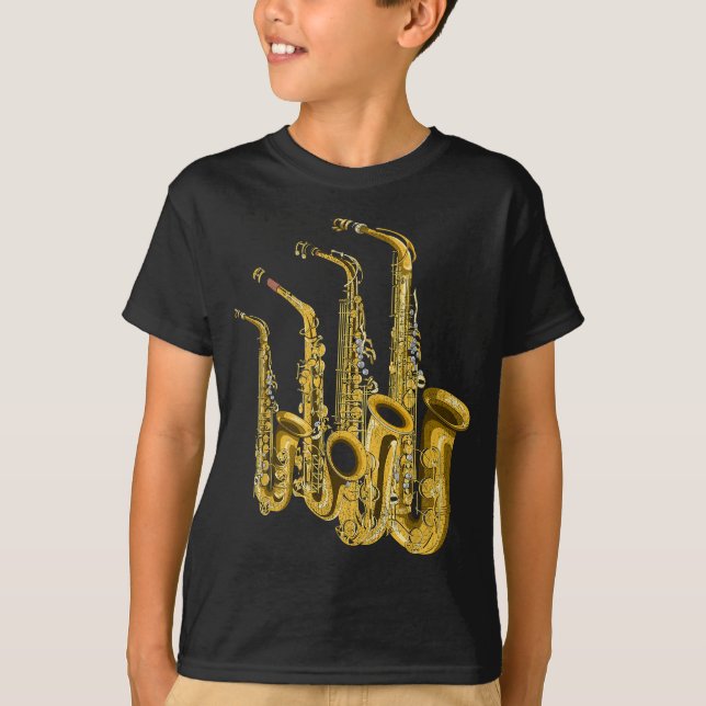Camiseta Jogador Musical Saxofônico do Instrumento Saxófono (Frente)
