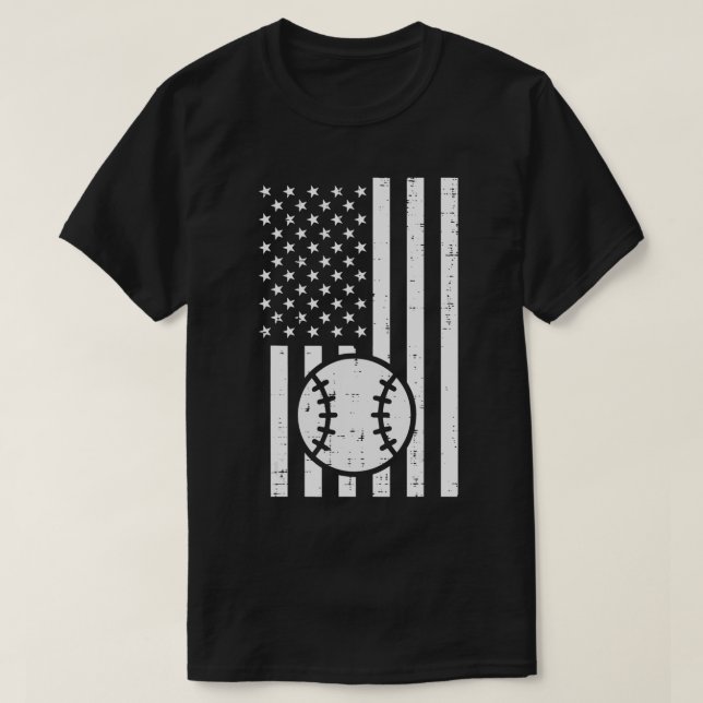 Camiseta Jogador Patriótico de Treinador de Baseball com Ba (Frente do Design)