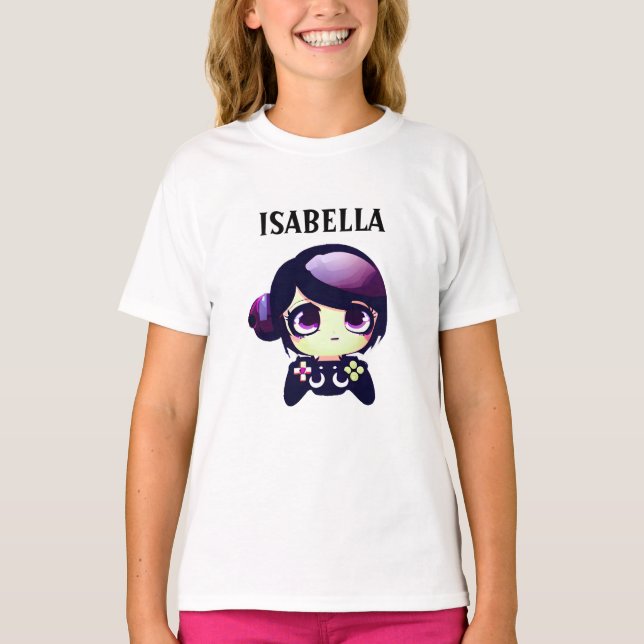 Camiseta Jogador personalizado de animação Kawaii (Frente)