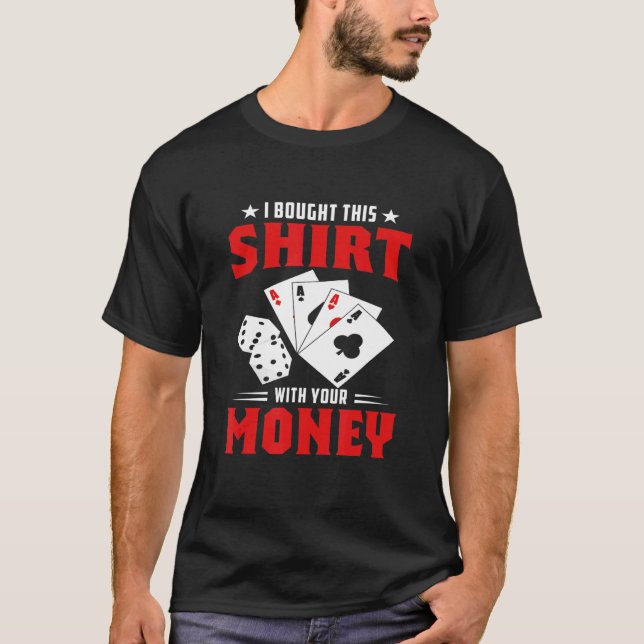 Camiseta Jogador Poker Casino Money Jogo Cartões de Jogo (Frente)