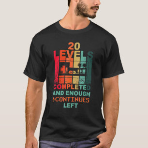 Camiseta Jogador Retro Gamepad Nível 20 de Aniversário do 2