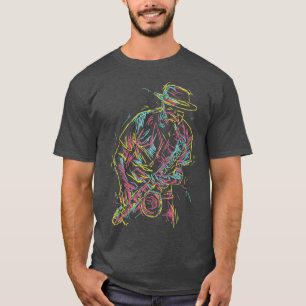 Camiseta Jogador Saxofone Colorido Abstrato Art Sax