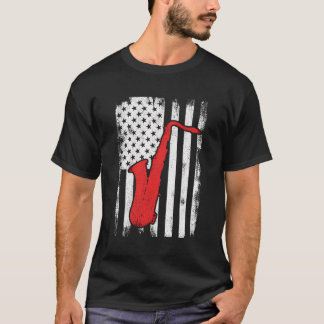 Camiseta Jogador saxofone Patriótico dos Estados Unidos