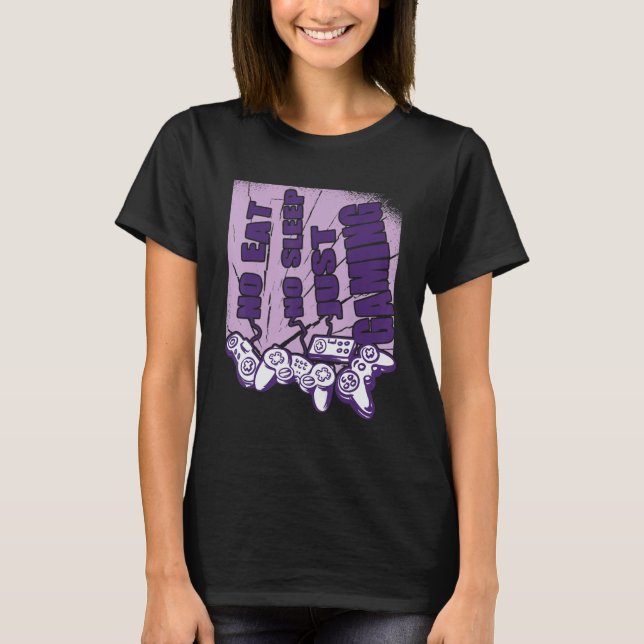 Camiseta Jogador sem comer sem dormir só jogos e videogame (Frente)