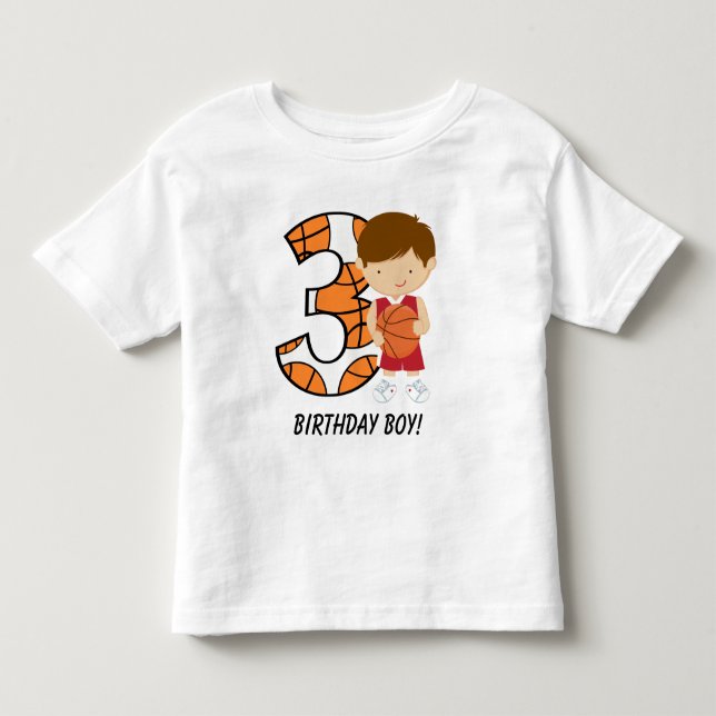 Camiseta Jogador vermelho e branco do aniversário de 3 anos (Frente)