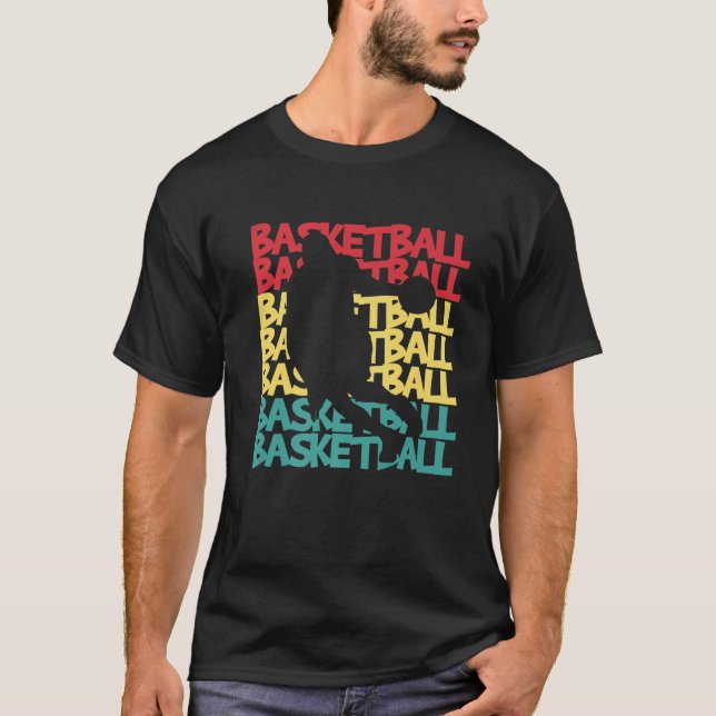 Camiseta Jogadora de adolescente de basquete retrô Silhout (Frente)