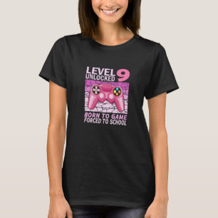 Camiseta Jogadora de aniversário de 9 anos forçada à escola
