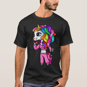 Camiseta Jogadora de Dardos Fofa Garota Unicórnio Dardos Di