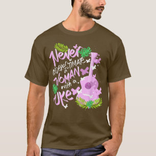 Camiseta Jogadora de Música Tropical Ukulele Hawaii Meninas